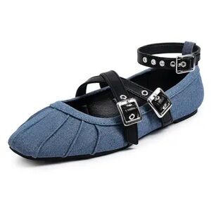 Forever 21 Blue and Black Buckle Flats